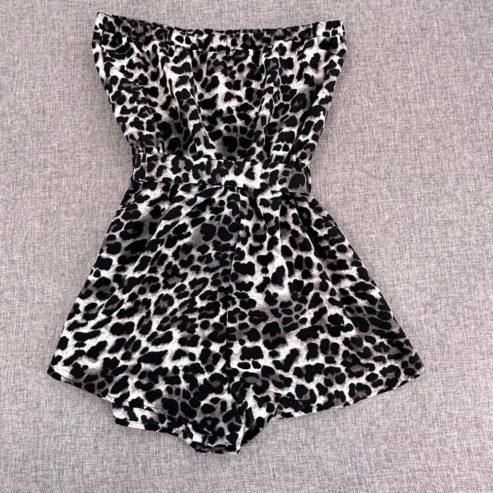 Forever 21 Leopard Romer Tie‎ Belt Figure Flattering Small Gray Black Polyester - Picture 11 of 14